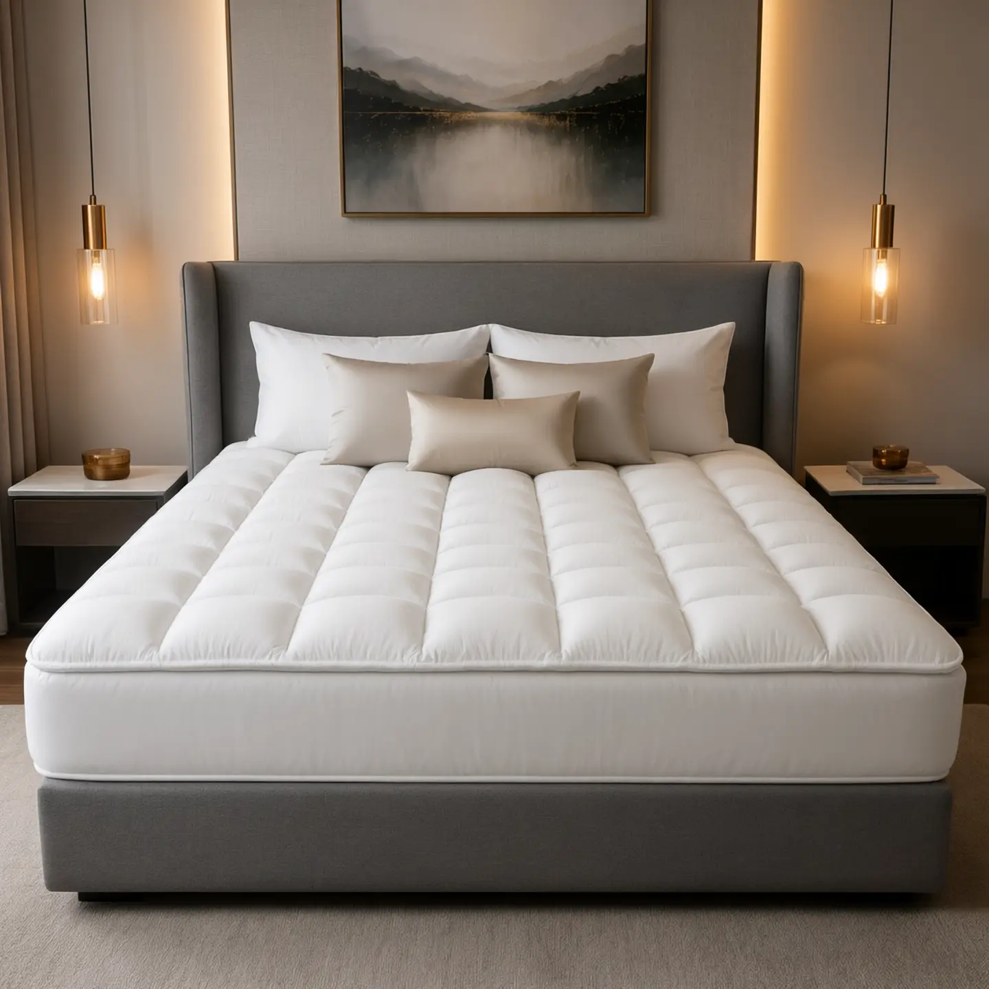 Queen Size Luxury 4 Inch Mattress Topper, Extra Thick Pillow Top Mattress Pad, Breathable Quilted Mattress Cover, Deep Pocket Stretch Fit, Pressure Relief, White
