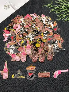 10/20/50pcs Random Mix Western Cowgirl Charms Pendants Cowboy Boot Alloy Enamel Cap Oxhead Jewelry Pendants for Jewelry Making Earring Necklace Bracelet Making DIY Crafts