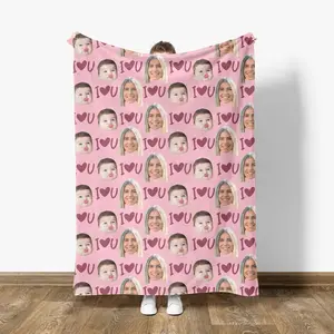 Personalized Photo Blanket For Mom: Custom Face Family Memorial Mother's Day Git