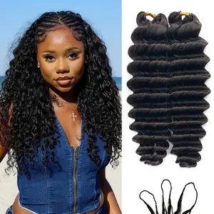 Deep Wave Feather Crochet Human Hair Extension Wavy Pre Separated Knotless Crochet Hair  For Black Women