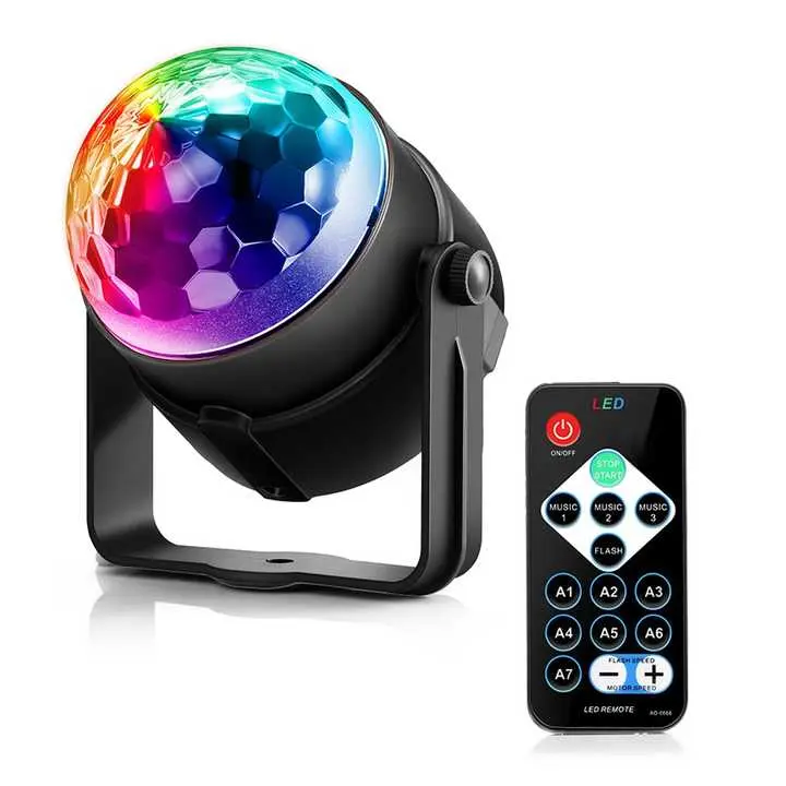Luditek Sound Activated LED Party Lights with Remote - Adjustable Dynamic RGB Multicolored Music Sync DJ Disco Ball Strobe Stage Light for Home Dance Parties, Holiday Decor (LED Lighting Included), Adjustable Rgb Lighting