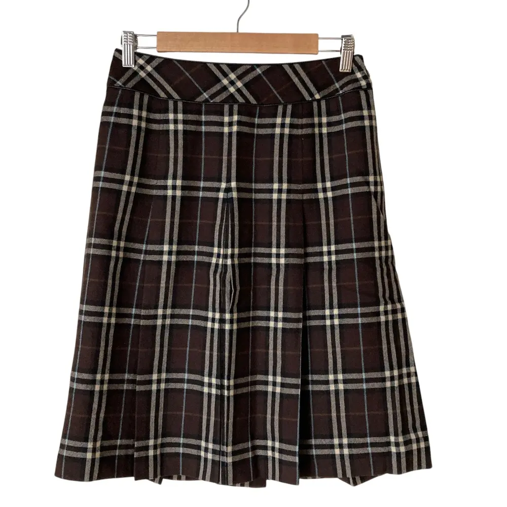 Pre-owned BURBERRY Wool Small Leather Goods London Check Skirt