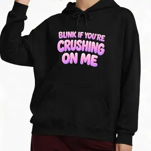 Long Sleeve Crew Neck Hoodie for Women with Playful 3D Bubble Letter Quote Design
