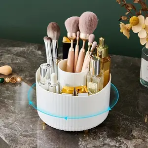Multifunctional Rotating Makeup Brush Holder, Luxury Round Cosmetic Organizer with Large Capacity, Desktop Storage Solution for Beauty Essentials, Beauty Supplies Organizer