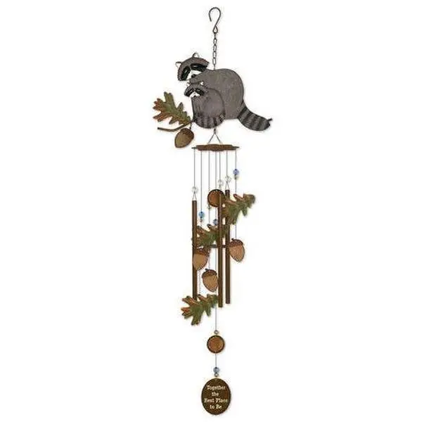 Rustic Mom and Baby Raccoon Wind Chime