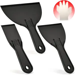 Plastic Putty  Set - 3 Pack 2" 4" 6" Flexible Scrapers - Spackle  &  Scraper Tools for Drywall Repair, Painting, Patching, Caulking, with 3 Pairs of Gloves