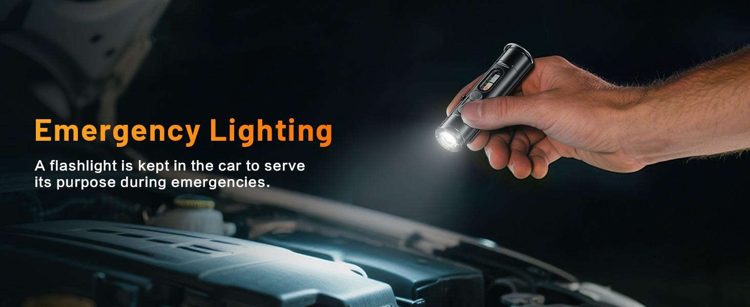 Pocket Rechargeable EDC Flashlight:6-in-1 Rechargeable Keychain Torch, 500 Lumens COB Light with UV, Magnetic Base, Window Breaker, Compact EDC Survival Tool for Camping, Car, Travel & Gift
