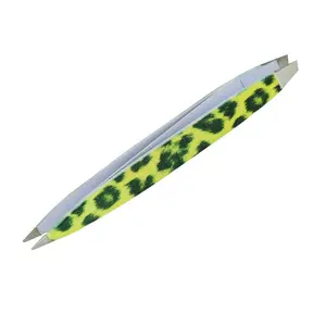 F.A.R.A.H Z-TWEEZE Dual-Ended Precision Tweezer Leopard | 2 in 1 Stainless Steel Slanted & Pointed Tip for Flawless Brows & Smooth Skin