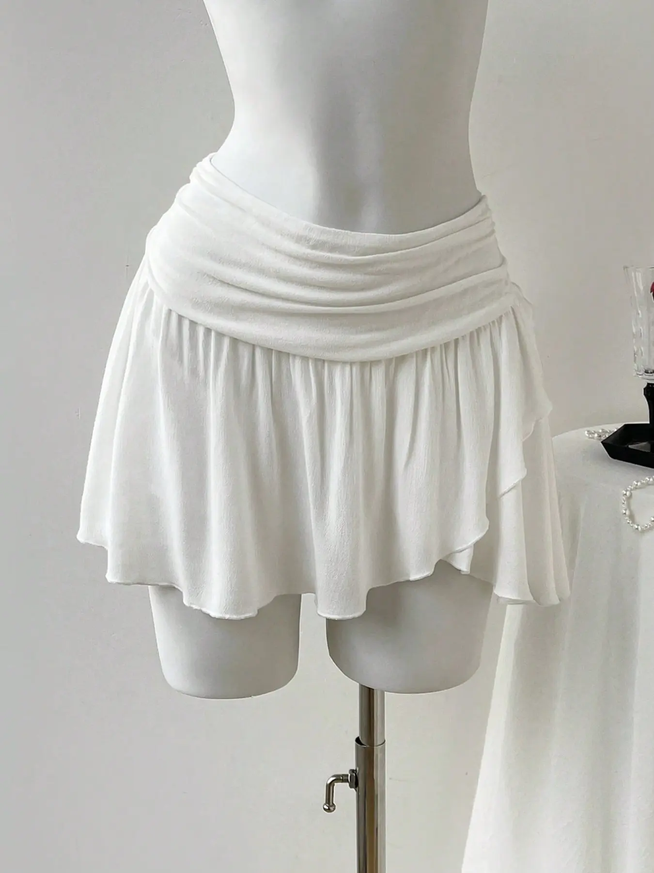 Elegant Women's Summer Low Waist A-Line Short Skirt Pants Skort, Fashion Casual Skort, Anti-Slip Irregular Hem, Stylish and Comfortable, Perfect for Casual Wear, Low Waist Skorts, Skorts Skirts