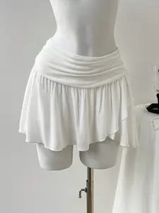 Elegant Women's Summer Low Waist A-Line Short Skirt Pants Skort, Anti-Slip Irregular Hem, Stylish and Comfortable, Perfect for Casual Wear