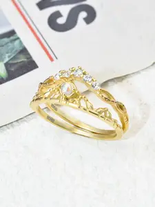 Women's 925 Silver Ring Set, Plated, Opal Zircon Inlay, Vintage Style Stackable Rings, Elegant Jewelry Gift for Her