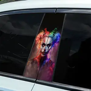 A crazy color clown female theme sticker 2-piece B-pillar waterproof, scratch-resistant, suitable for all models - cars, suitable for Audi, Honda, Mitsubishi, Ford, Volkswagen, BMW, Opel, Porsche, Citroen. Sedan, SUV, MPV