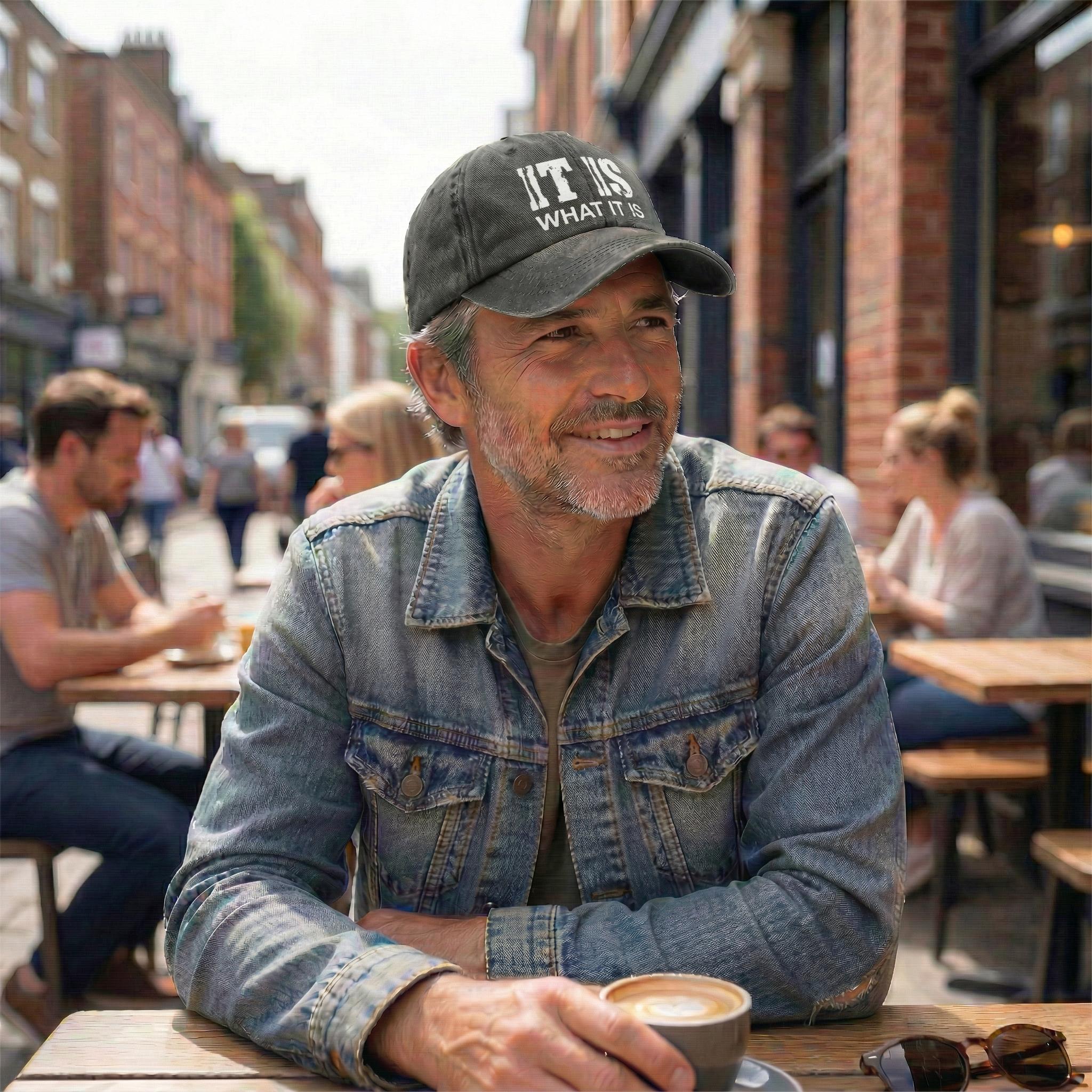 It Is What It Is Hat | Vintage Washed Cotton Dad Hat Funny Quote Cap Unisex