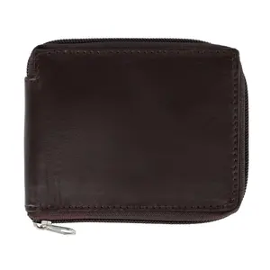 CTM Leather Zip-Around Bifold Wallet with Coin Pocket