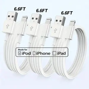 6.6 FT [MFi Certified] For IPhone Chargers Cable Fast Charger Cord Super Fast Charger 2.4 A For Apple IPhone 14/13/12/12 Pro/ Max/12 Mini/11/11 Pro/XS/Max/X R/X/8/8 Plus/iPad