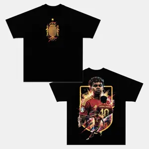 Yamal Double Sided Graphic Tee, Vintage Football Star T-Shirt, La Roja No. 10 Fan Merch, Spanish Crest Streetwear Top, Cotton Game Day Gift Tee for Football Fans