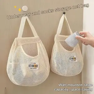 2-Pack Wall-Mounted Underwear Sock Organizer Bag, Plastic Japanese Closet Storage Bag, Includes Punch Bag, Space-Saving, No Installation