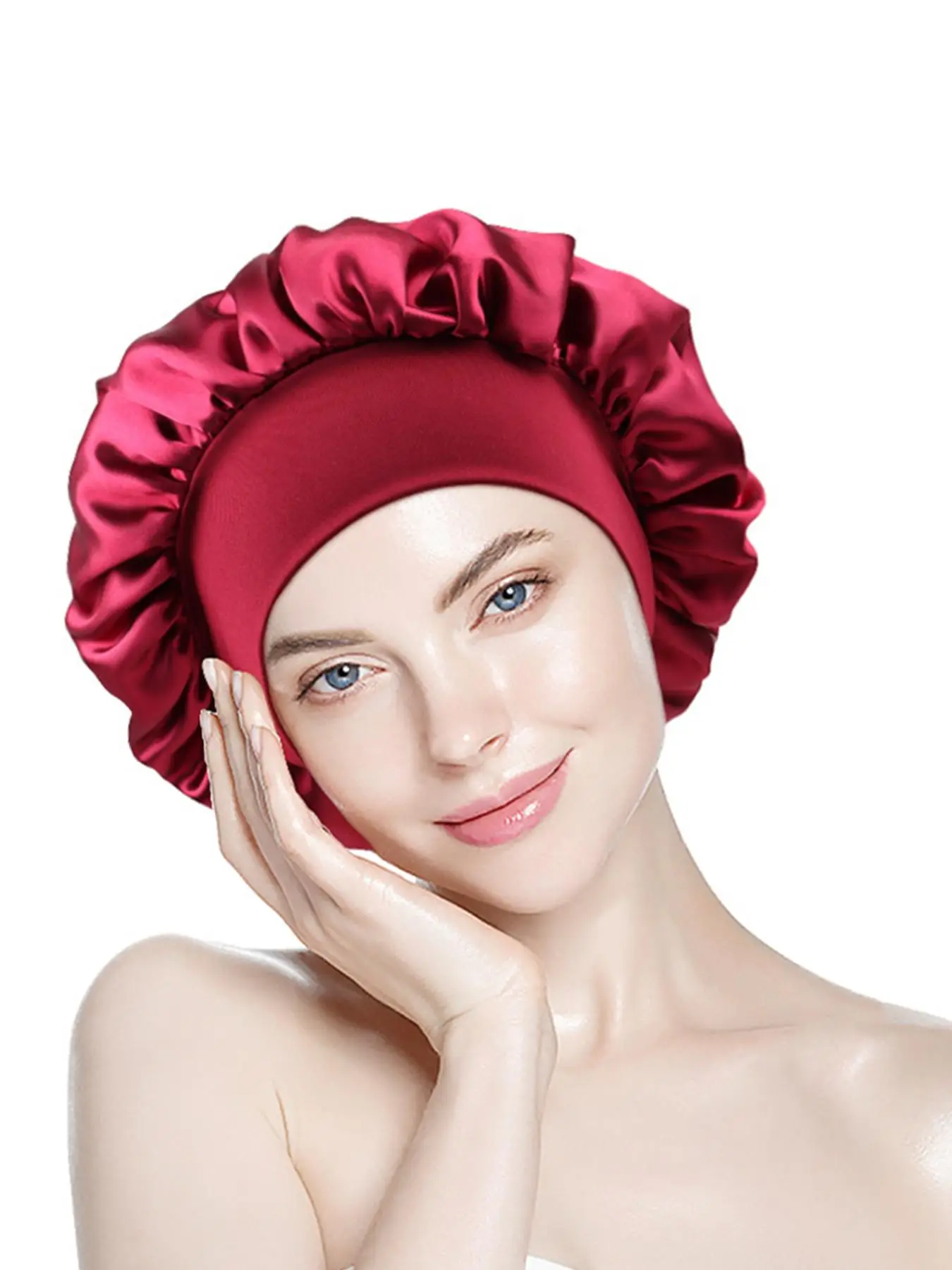 Women's Simple Style Sleep Hat, Plain Color Silk Bonnet for Sleeping, Makeup, Wide Brim Satin Bonnet, Casual Fashion All-match Hair Accessories for Da