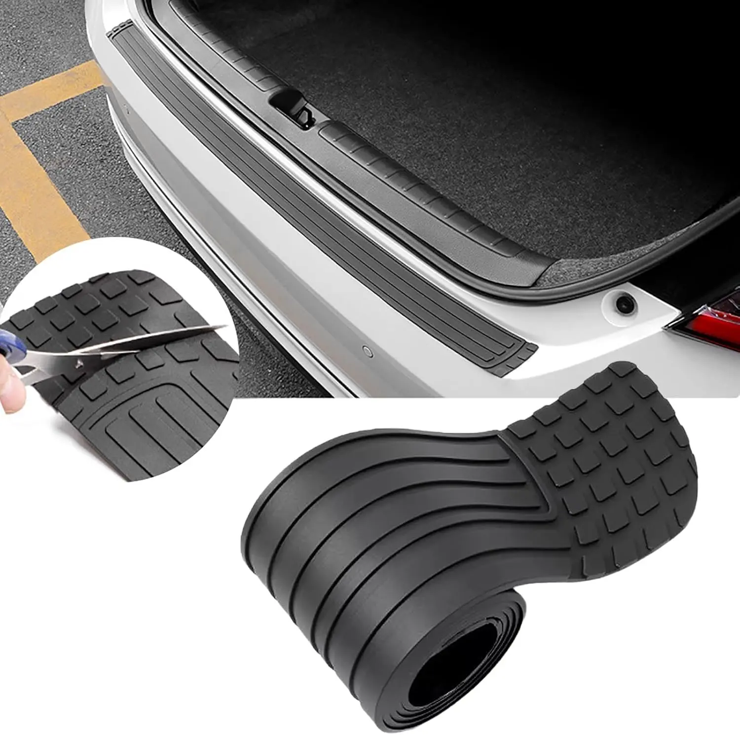 Car Rear Bumper Protector Guard - 41-in 41-inch Black Rubber Accessory, Antiscratch, Non-Slip, Easy Installation, Perfect Fit, Provides Stability, Versatile Use