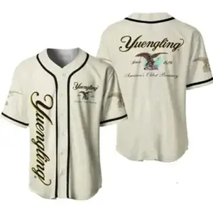 All Over Printed Beige Eagle Yuengling Baseball Jersey Shirt Size S-5XL