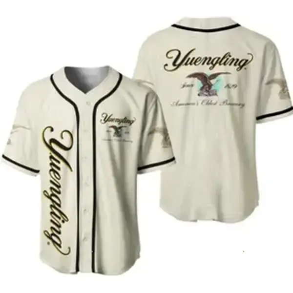 All Over Printed Beige Eagle Yuengling Baseball Jersey Shirt Size S-5XL
