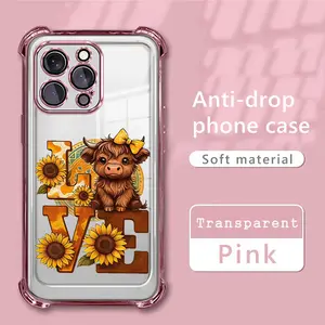 Cute Cow Love Pattern Phone Case for iPhone 17Pro Max Case 16 15Plus 14 13 12 11 Samsung Galaxy S26 S25Ultra S24Fe Phone Case,Four-corner airbag drop protection,Protective Silicone Cover,Protection Durable,Shockproof Drop.Perfect Gift for Friendand Family