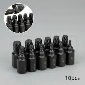 Screw Extractor Kit, 10pcs Alloy-Steel Damaged Screw Remover Set, Easy Out Broken Bolt Extractor Bits for Hex Screws, Mechanical Hardware Tools, Screw Extractor Bits