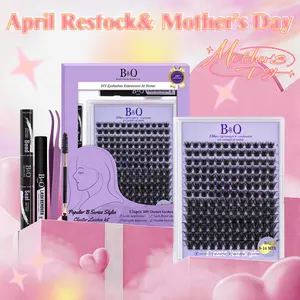 Classic CatEye Kit--B&Q B02 B03 B05 B19 B37 Lash Clusters,Classics NEVER go out of Style! Natural Thick Volume DIY Lashes Extension at home Waterproof Sleep Proof,Week Long Lasting,Fake Full Lash Cosmetic Outdoorfun Makeup Beginner Friendly Mother Gift