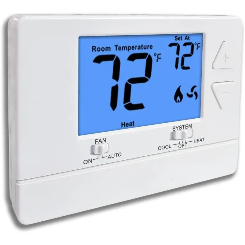 Digital Thermostat for House, Non-Programmable Control for Single-Stage 1 Heat/1 Cool Systems, Energy-Saving with Blue Backlight Display, Easy DIY Install, Controller, House Heating/Cooling