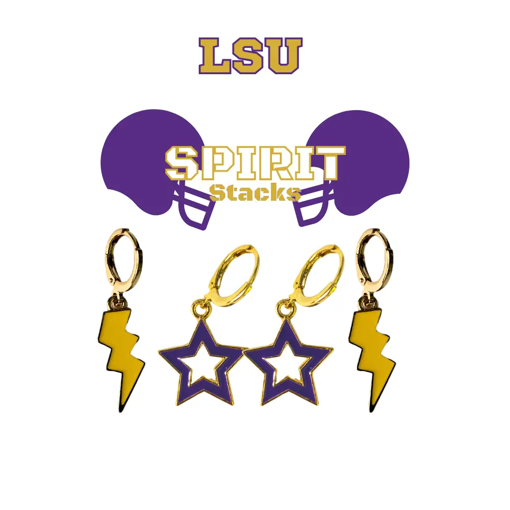 LSU Spirit Earring Stack For Tigers Game Day