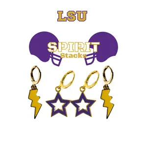 LSU Spirit Earring Stack For Tigers Game Day