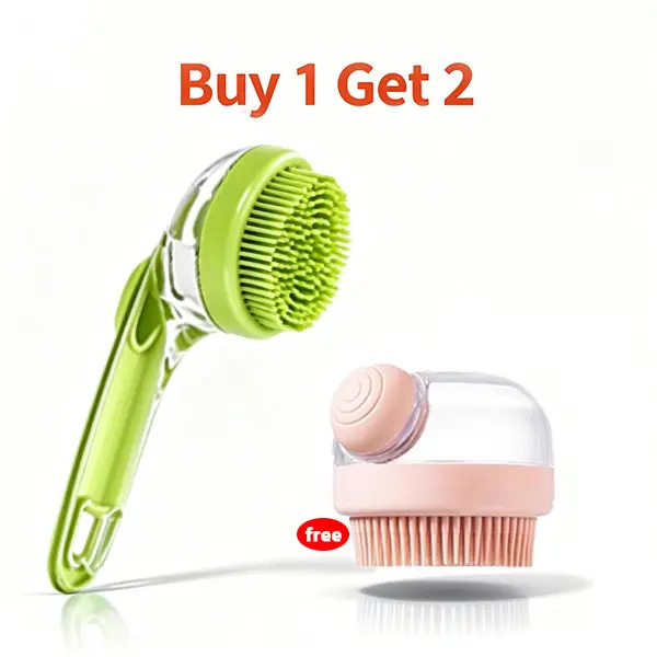 Multifunctional For All Pets Silicone Massage Bath Brush with Rich Foam makes BATHING HAPPY Time,  Buy 1 Large Size Brush, Get 1 Small Brush Free (1 Large 1 Small in Total),Happy bath time multifunctional bath brush, Silicone  Pets massage Bath Brush