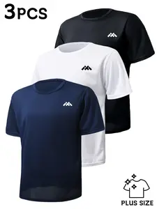 3-Pack Ultra-Thin Quick-Dry Workout Shirts, Summer New Short Sleeve T-Shirts, Breathable Round Neck, Multi-Colors, All Seasons, Versatile Wear