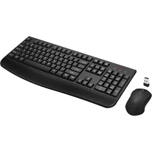 Keyboard and  Combo, Full-Sized 2.4GHz  Keyboard with Comfortable Palm Rest and Optical   for Windows,  OS PC/Desktops//Laptops (Black)