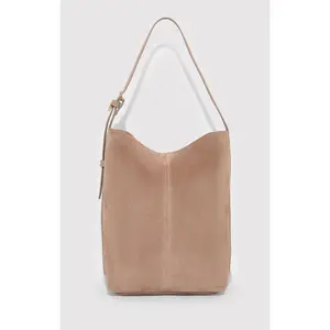 SUEDE BUCKET BAG IN SILVER MINK