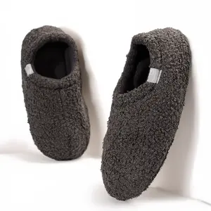 Women’s Cozy Faux Sherpa Fleece Slippers with Drawstring, Memory For Closed Back House Shoes with Nonslip Rubber Sole for Indoor and Outdoor