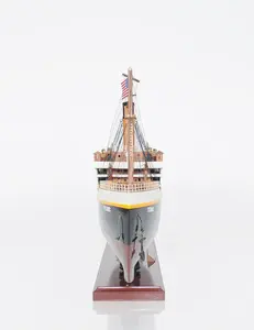 212 MAIN 13-in. Traditional Wooden RMS Titanic Ship Model Lights Sculpture, Hand-Painted Black & White Collectible Ornaments, Cultural Art Decor for Room Use