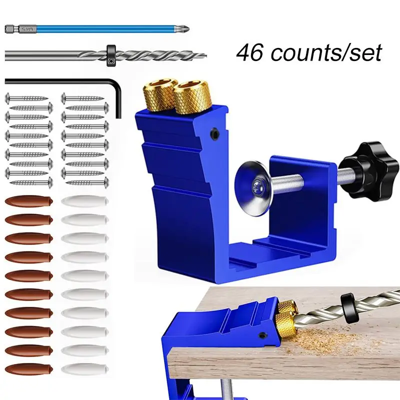 Woodworking Pocket Hole Jig Set, 46pcs/set 15° Precision Angle Woodworking Tool Kit, DIY & Pro Carpentry Tool Kit, Mother's Day Gift, Gift for MOM !
