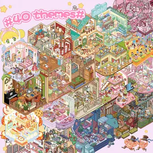 Yilan 3.0 Combined Edition 48/50pcs Scene Sticker Set, Sticker Sheets, 3D Micro Landscape DIY Kit, Halloween & Christmas Decorations, Educational Toy Stickers for Adults & Kids gift kawaii miniature Cyberpunk Dreamcore Book scrapbooking stress relief