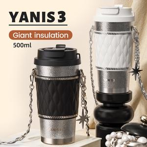 Yanis3 Pure Titanium Vacuum Cup 500ml Stylish Leakproof 360° Sealed Portable Coffee Cup for Car & Travel Gift