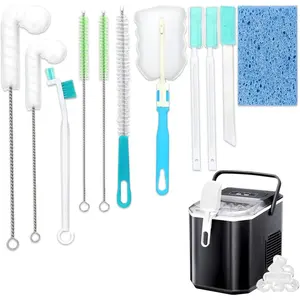 Ice Machine Cleaner Brush Set, 10 Pieces — Ice Maker Cleaning Tools with 9 nylon bristles and 1 cleaning sponge