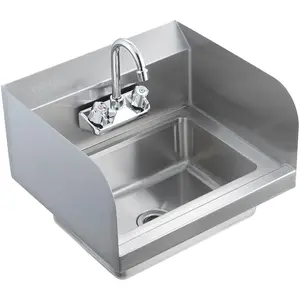 VEVOR Commercial Hand Sink 17x12.8 inch Stainless Steel Sink with Faucet Side Splash, Wall-Mount Small Hand Basin for Restaurant, Kitchen, Bar, Garage, HomeVEVOR Super Brand Day