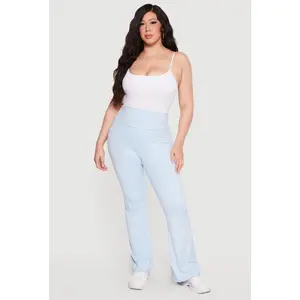 Plus Size Contrast Piping Flared Active Pants