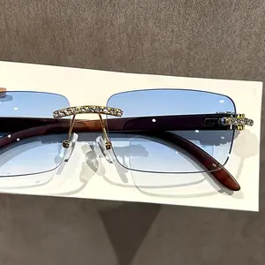 Stylish Rimless Glasses for Men and Women - Luxury Rhinestone Accents, Fashionable Shades, Travel Outdoor Essentials Perfect Everyday Wear