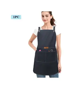Denim Apron, Adjustable Shoulder Straps, Large Front Pocket, Durable Waterproof Kitchen Cooking Apron for Men Women