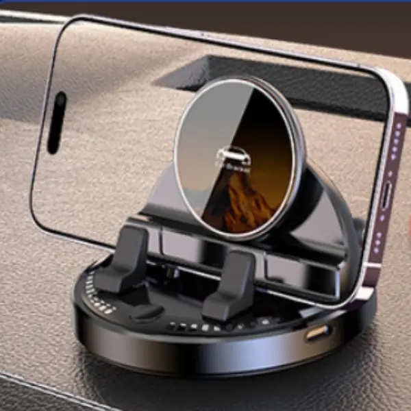 Wireless Car Phone Holder, Dashboard Charging Mount with Anti-Slip Pad, 2-in-1 Navigation Stand for Smartphones