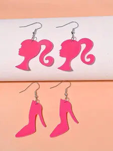 Pair of Unique Acrylic Barbie Head High Heel Earrings, Women's Fashion Jewelry, Stylish Ear Accessories, Perfect Gift Idea