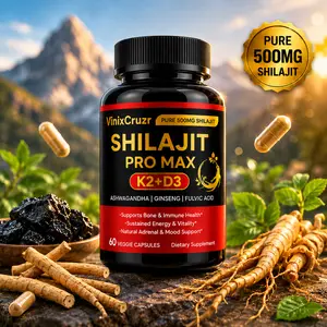 VinixCruzr Optimal Shilajit PRO MAX with K2 & D3 - 60 Capsules - Premium Fulvic Acid & 84+ Minerals for Immune Support, Energy & Anti-Aging