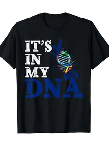 Guam It's in My DNA Guam Flag Guam T-Shirt -220g, breathable comfort, artistic print, for men, weekend casual, Juneteenth National Independence Day, Presidents' Day