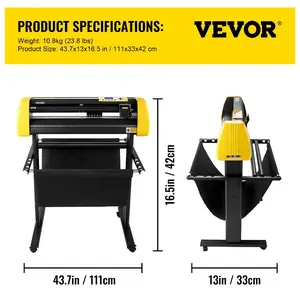 VEVOR Vinyl Cutter Machine, 34 in/ 870 mm Max Paper Feed Cutting Plotter, Automatic Camera Contour Cutting LCD Screen Printer with Stand Adjustable Force and Speed for Sign Making Plotter Cutter